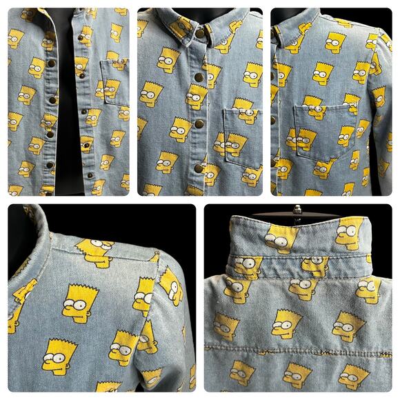 Vintage 90s Bart Simpson Denim Jacket All Over Print  Collectible Woman’s Jacket - Picture 16 of 16